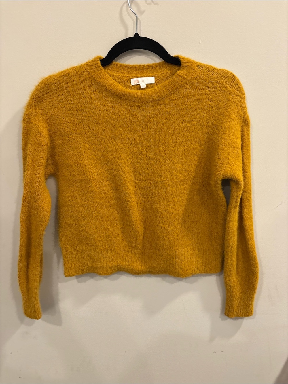 GB girls Mustard Fuzzy Crewneck Sweater